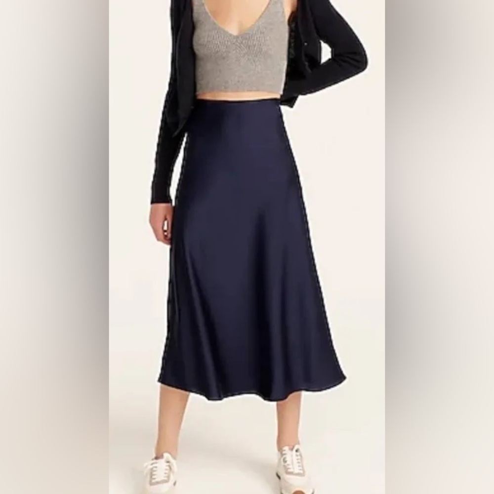 J Crew Gwyneth slip skirt in navy
